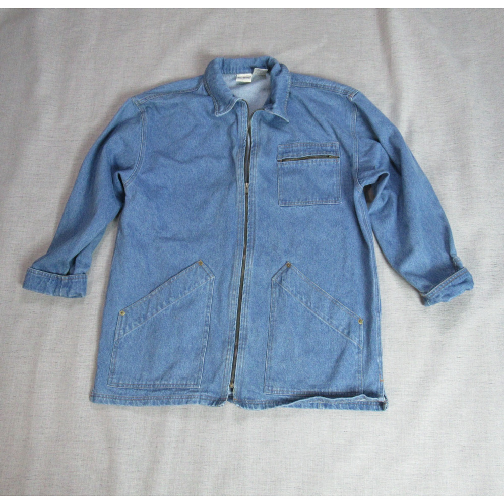 Vintage Twenty Two Jacket Womens Size Large Denim Full Zip Long Sleeve Retro 80s